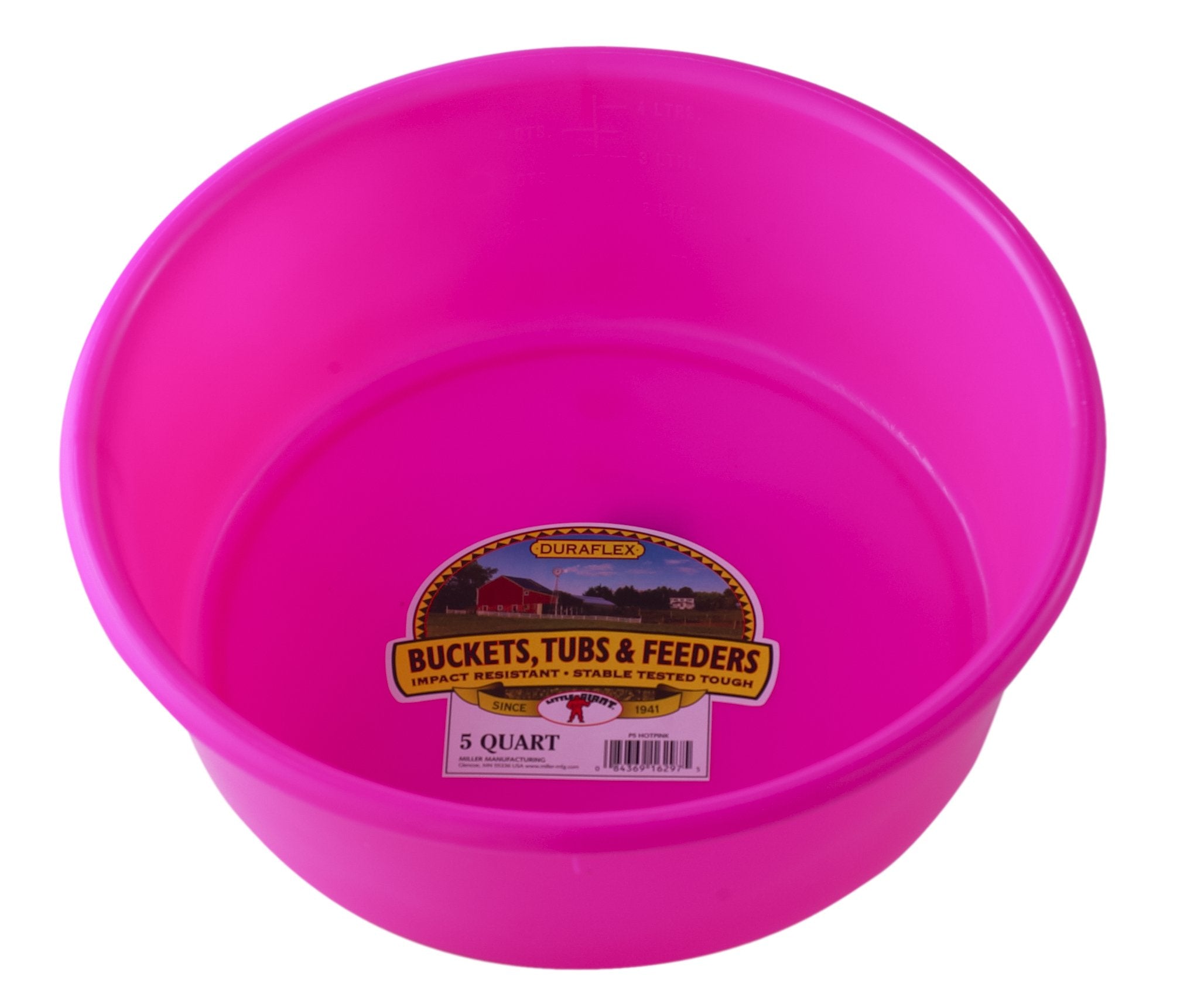 Little Giant 5 Quart Plastic Utility Pan in hot pink front view