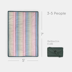 Little Unicorn Chroma Rugby Stripe Blanket folded with carry handle