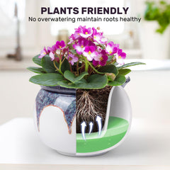 LITUDISO Self Watering African Violet Pot 6 Inch Gradient Red side view