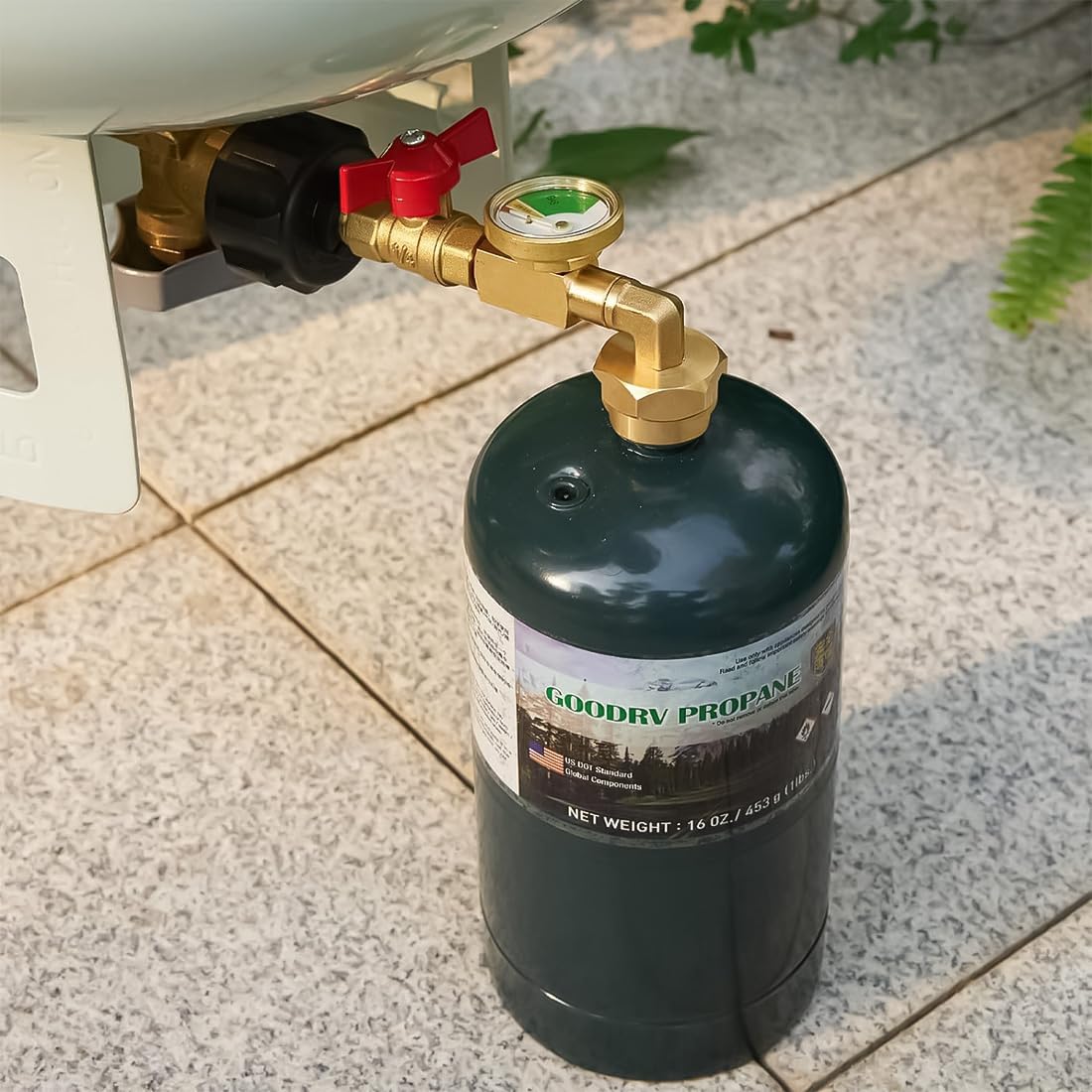 liucocotos propane refill adapter attached to a propane tank