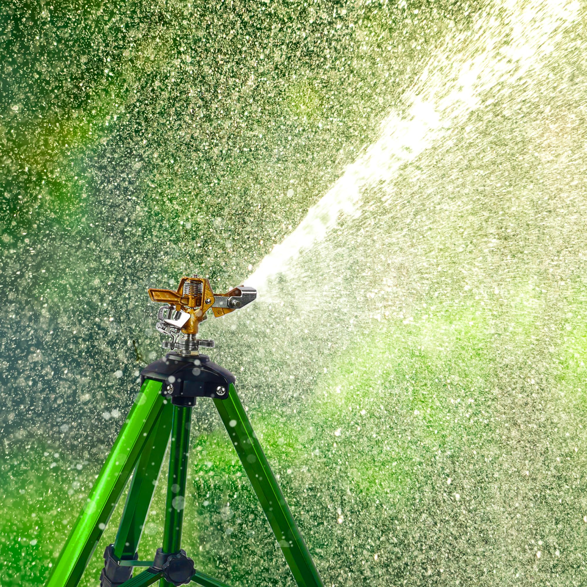 LIULO TOOL Tripod Sprinkler side view with hose connection
