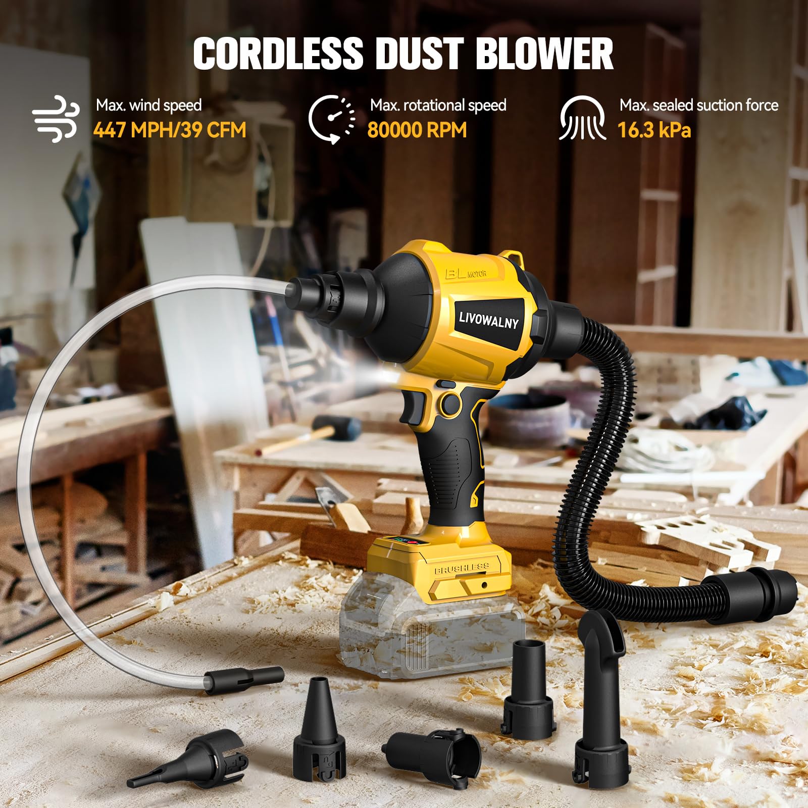 LIVOWALNY Cordless Dust Blower in use outdoors