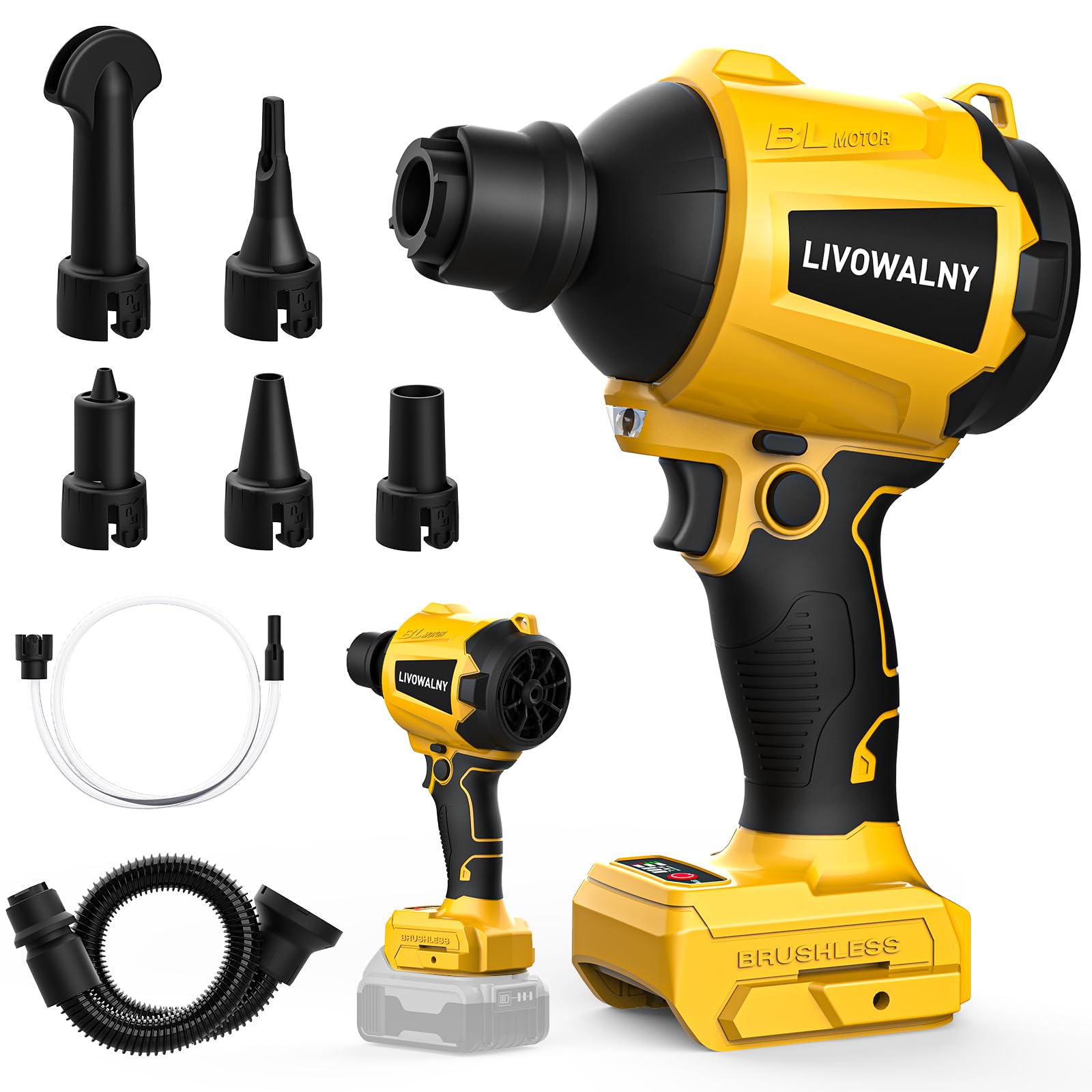LIVOWALNY Cordless Dust Blower yellow model front view