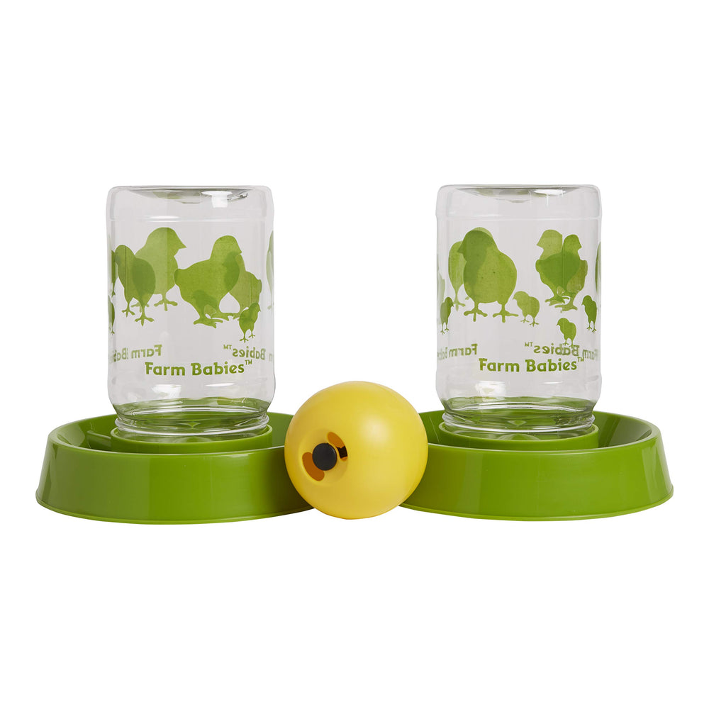 Lixit Baby Chick Feeder in use with chicks feeding