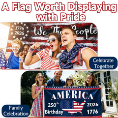 LJSCQF 250th Anniversary USA Flag on a standard flagpole