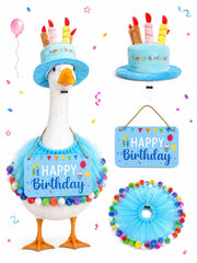 LKMXD Porch Goose Outfits 4-piece birthday set in Blue-C