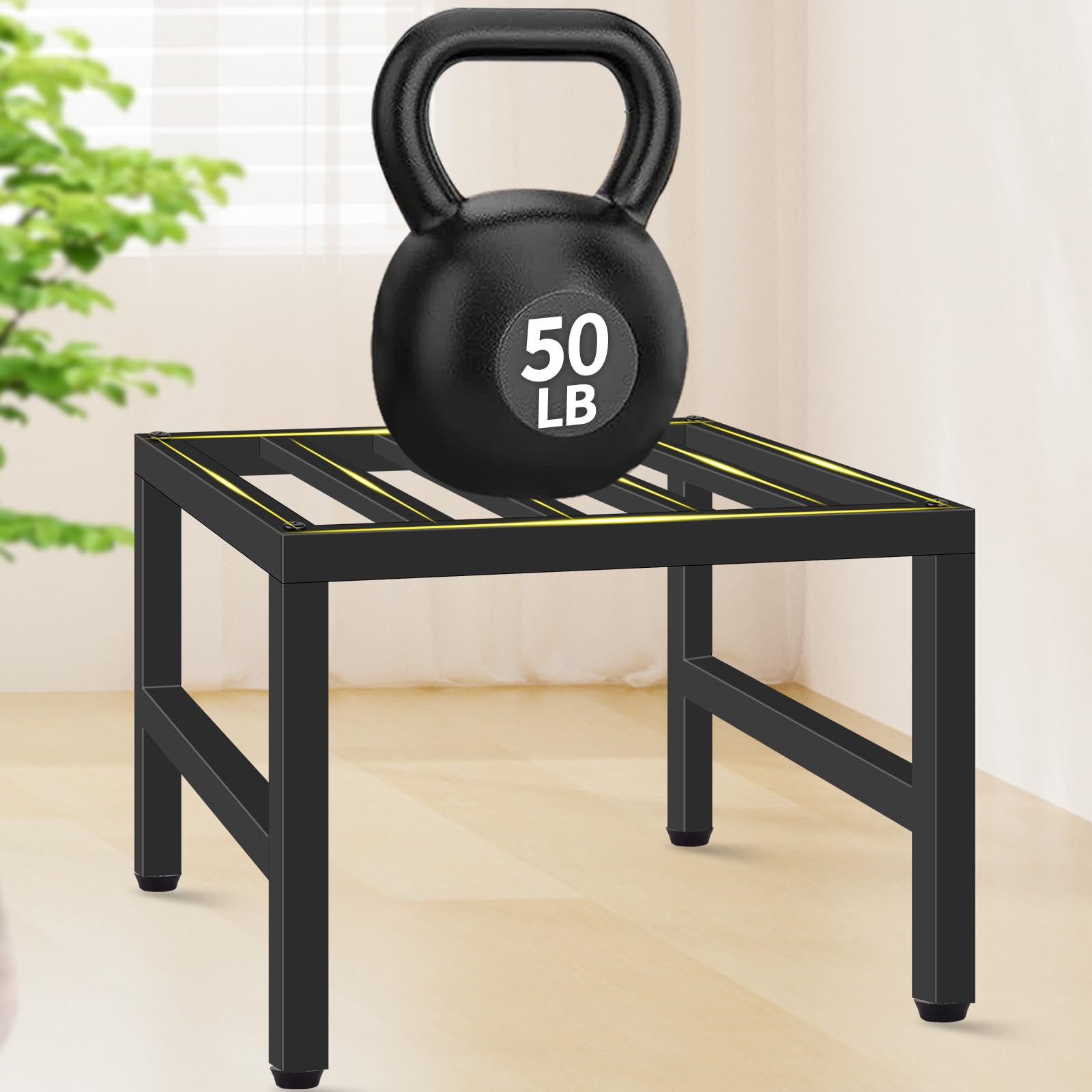LLAXERGU plant stand black metal in living room setting