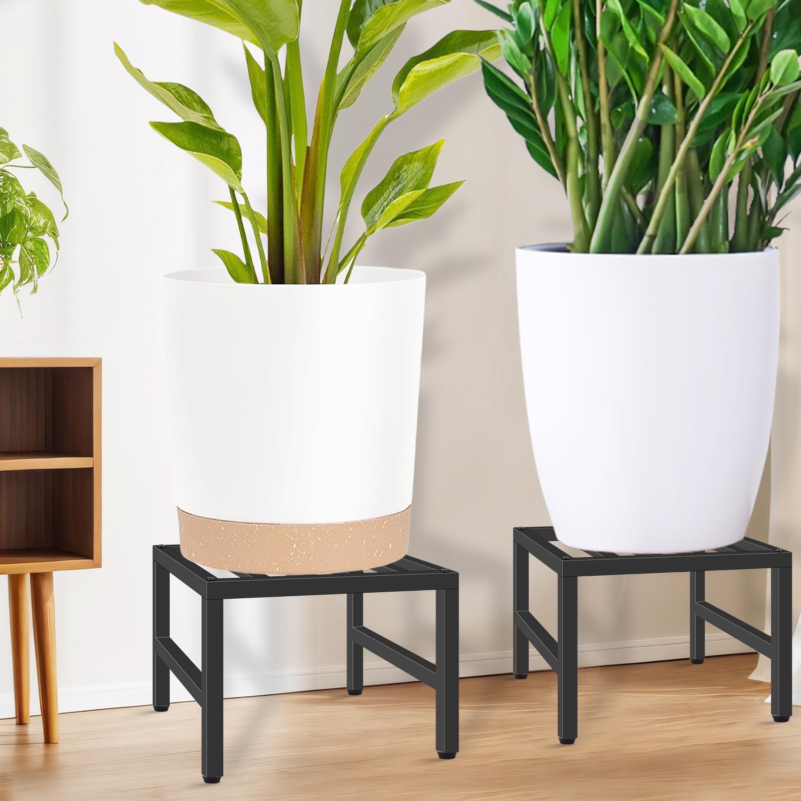LLAXERGU plant stand black metal side view