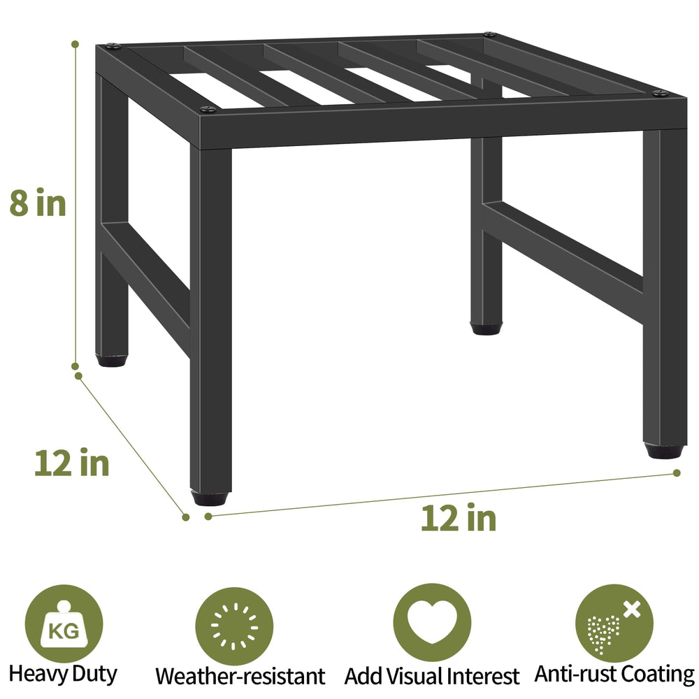 LLAXERGU plant stand black metal with plants in garden