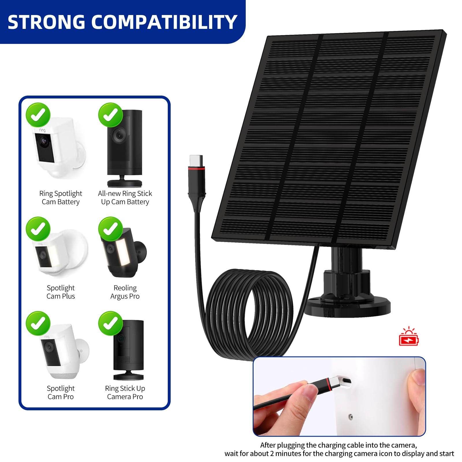 LMDTYN 5W solar panel installation kit with cables and bracket