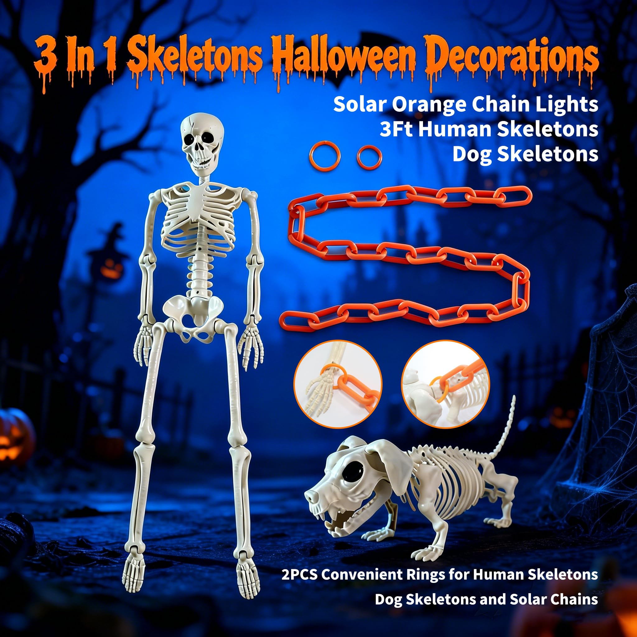Lmtocs Halloween skeleton set in a garden
