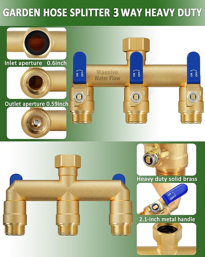 LNEZCDB 3 Way Hose Splitter side view highlighting the ergonomic handle