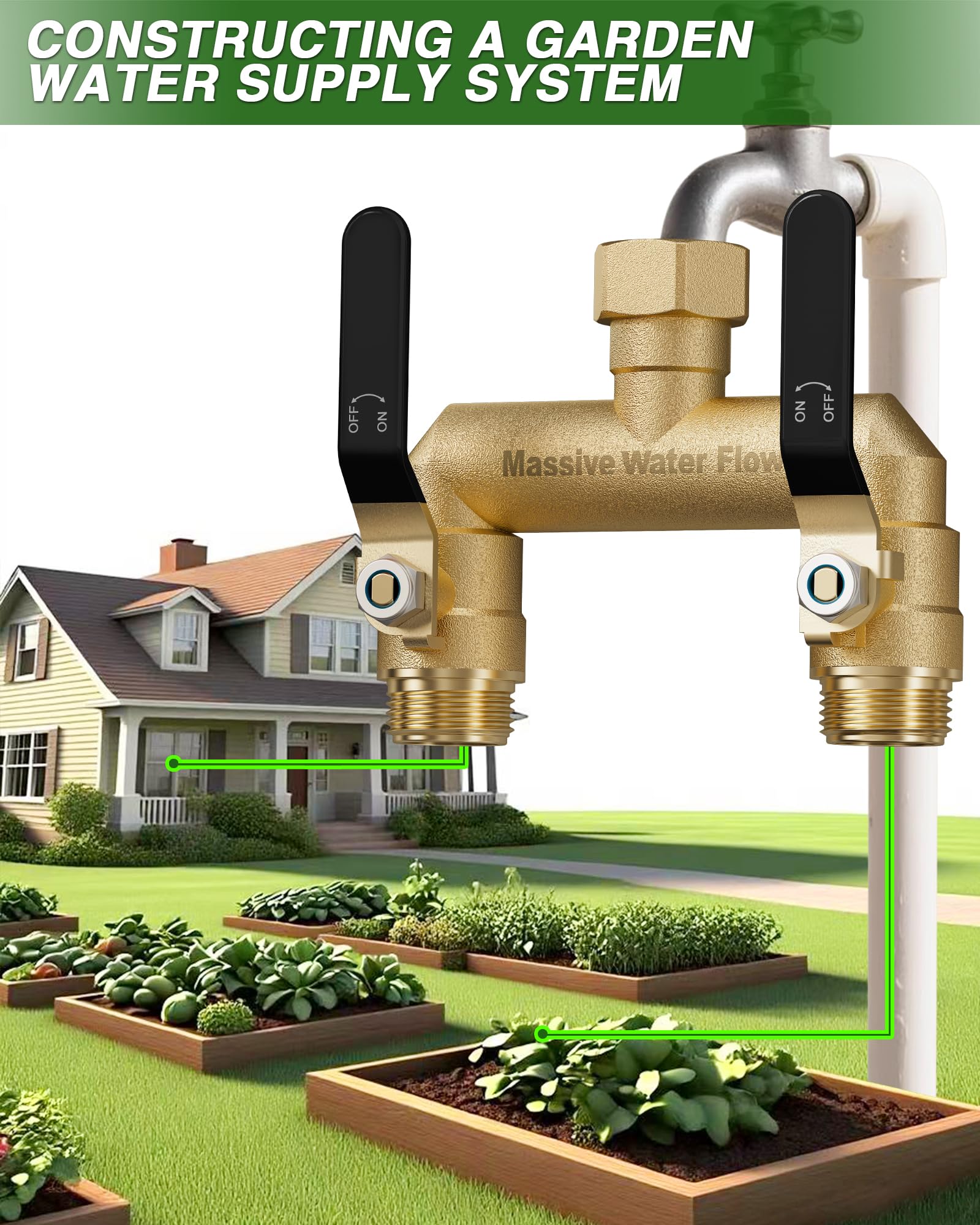 LNEZCDB hose splitter in use with a watering can
