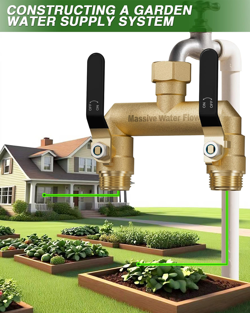 LNEZCDB hose splitter in use with a watering can