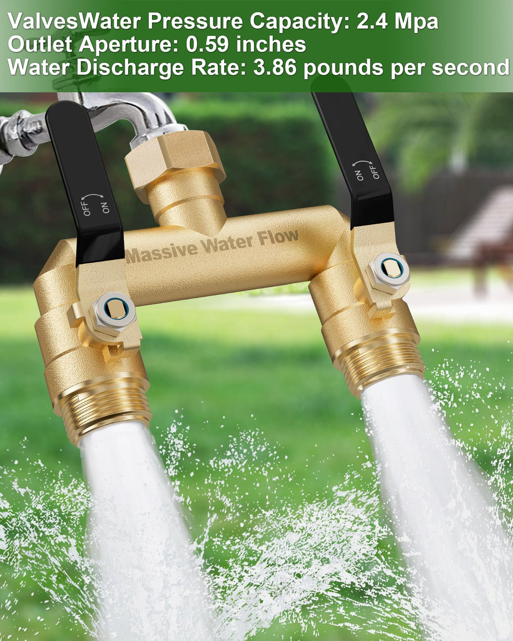 LNEZCDB hose splitter with two hoses connected
