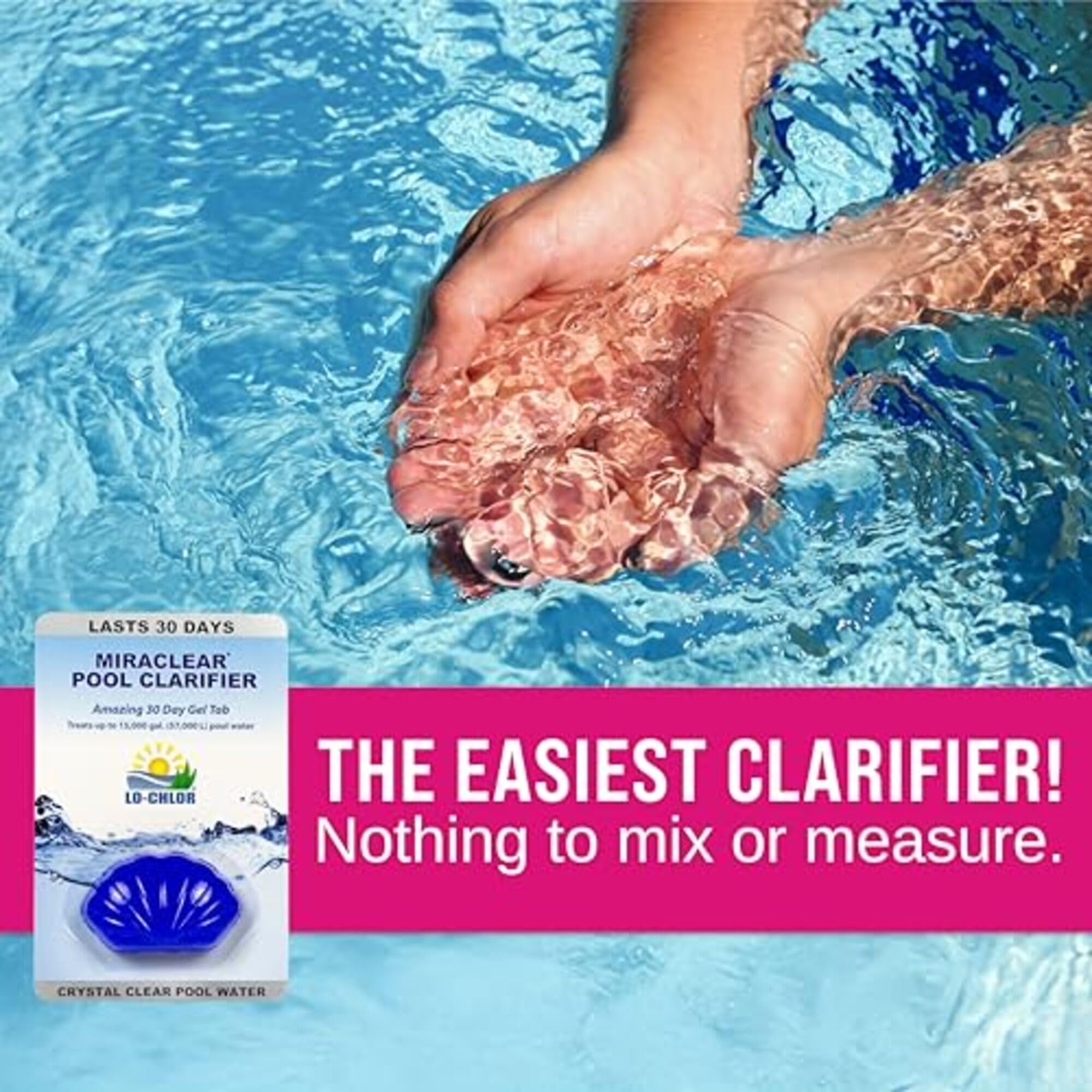 Lo-Chlor Miraclear Gel Tab in a pool skimmer basket