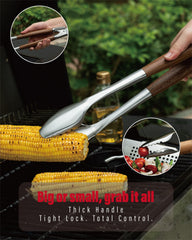Lockable tongs included in GRILAZ BBQ tools set