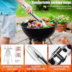 Locking Tongs included in RINPIR grill accessories