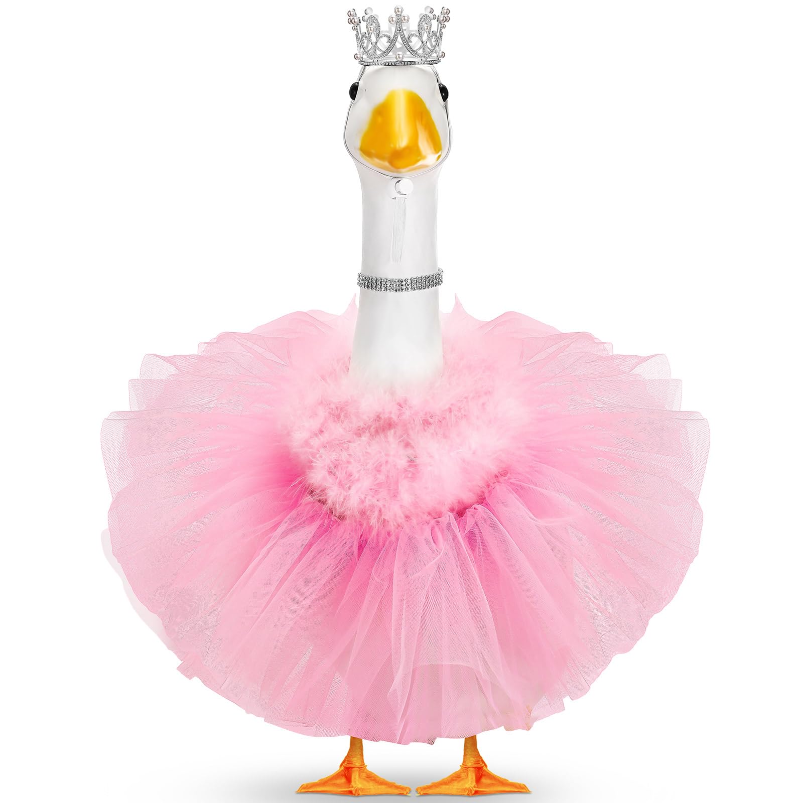 Locmeo Goose Outfit Set front view with silver crown and pink tutu