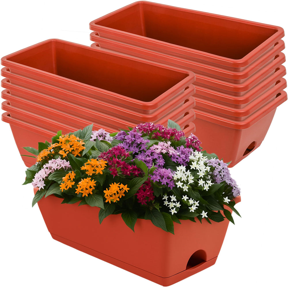 LOCONHA 12 pack window box planters in brick red front view