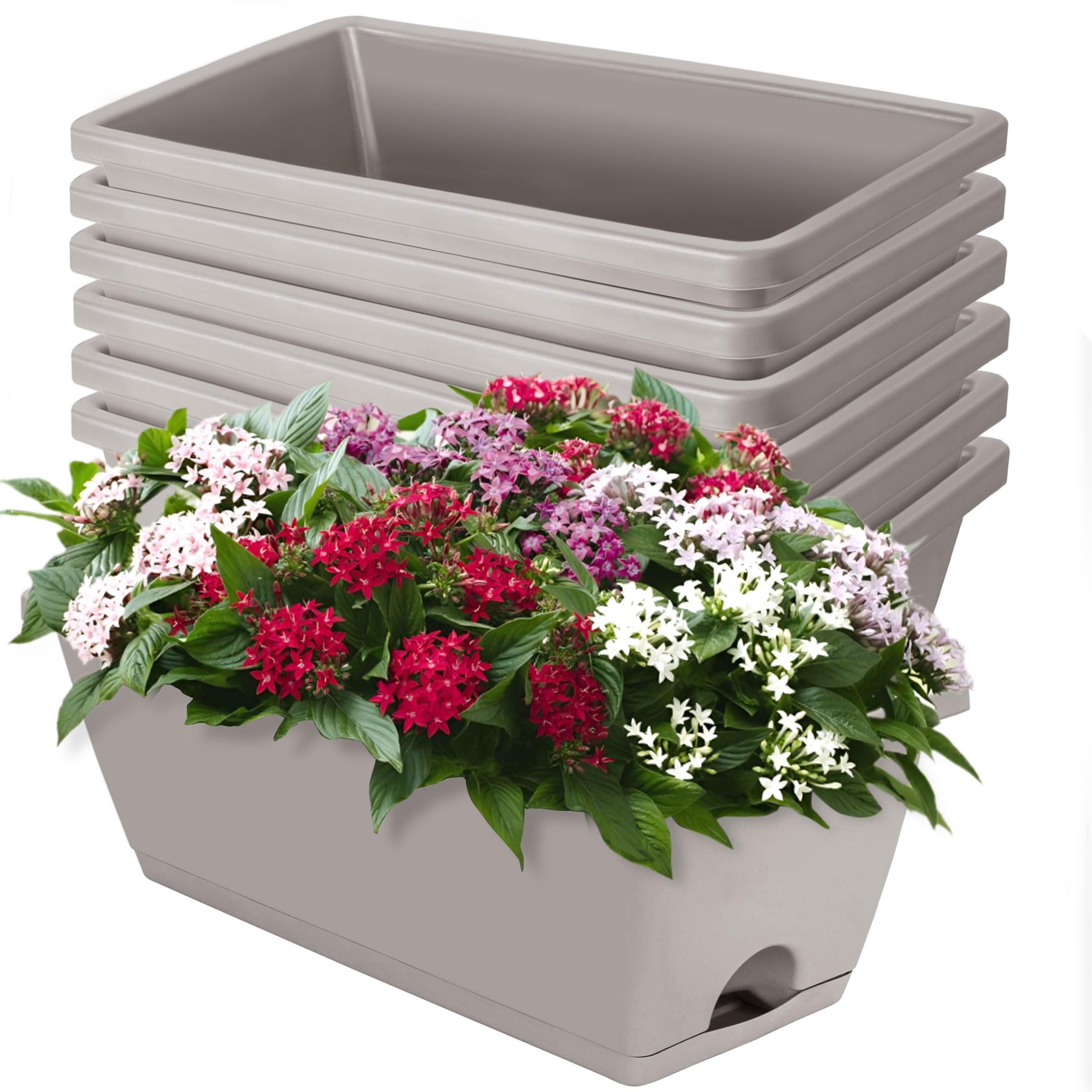 LOCONHA 7 Pack Window Box Planters in French Grey