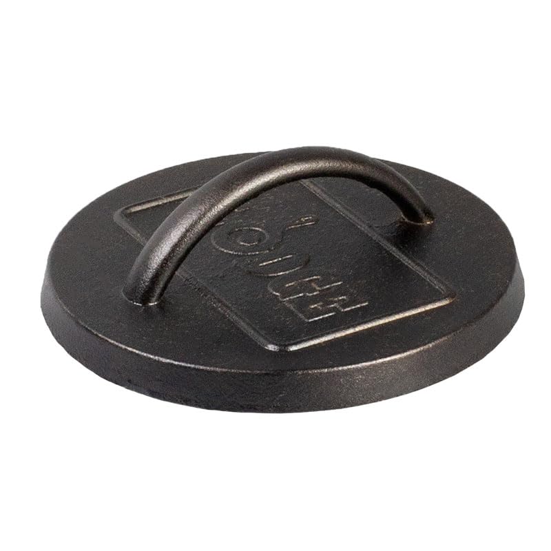 Lodge burger press side view with looped handle
