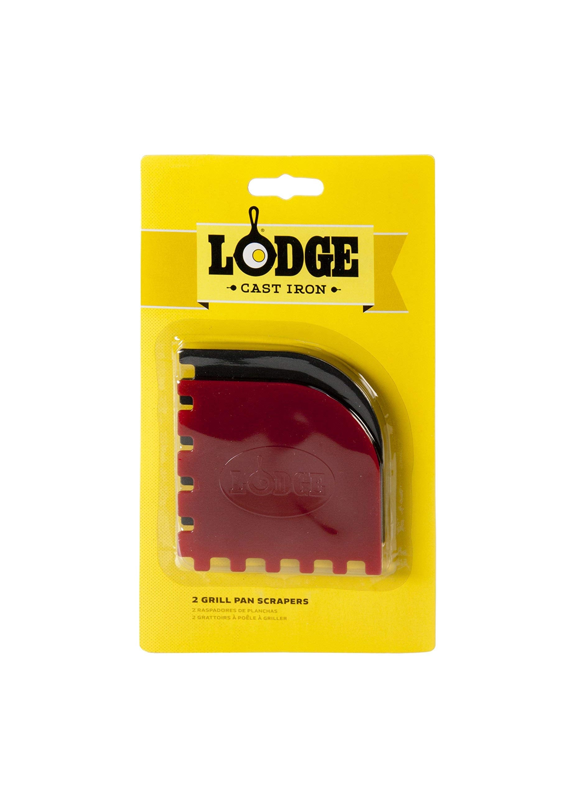 Lodge Grill Pan Scrapers in use on a grill pan