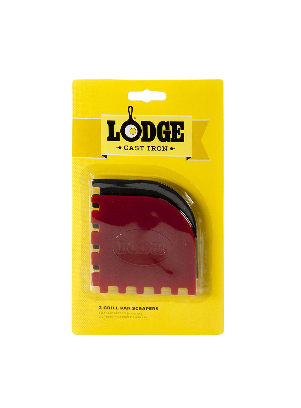 Lodge Grill Pan Scrapers in use on a grill pan