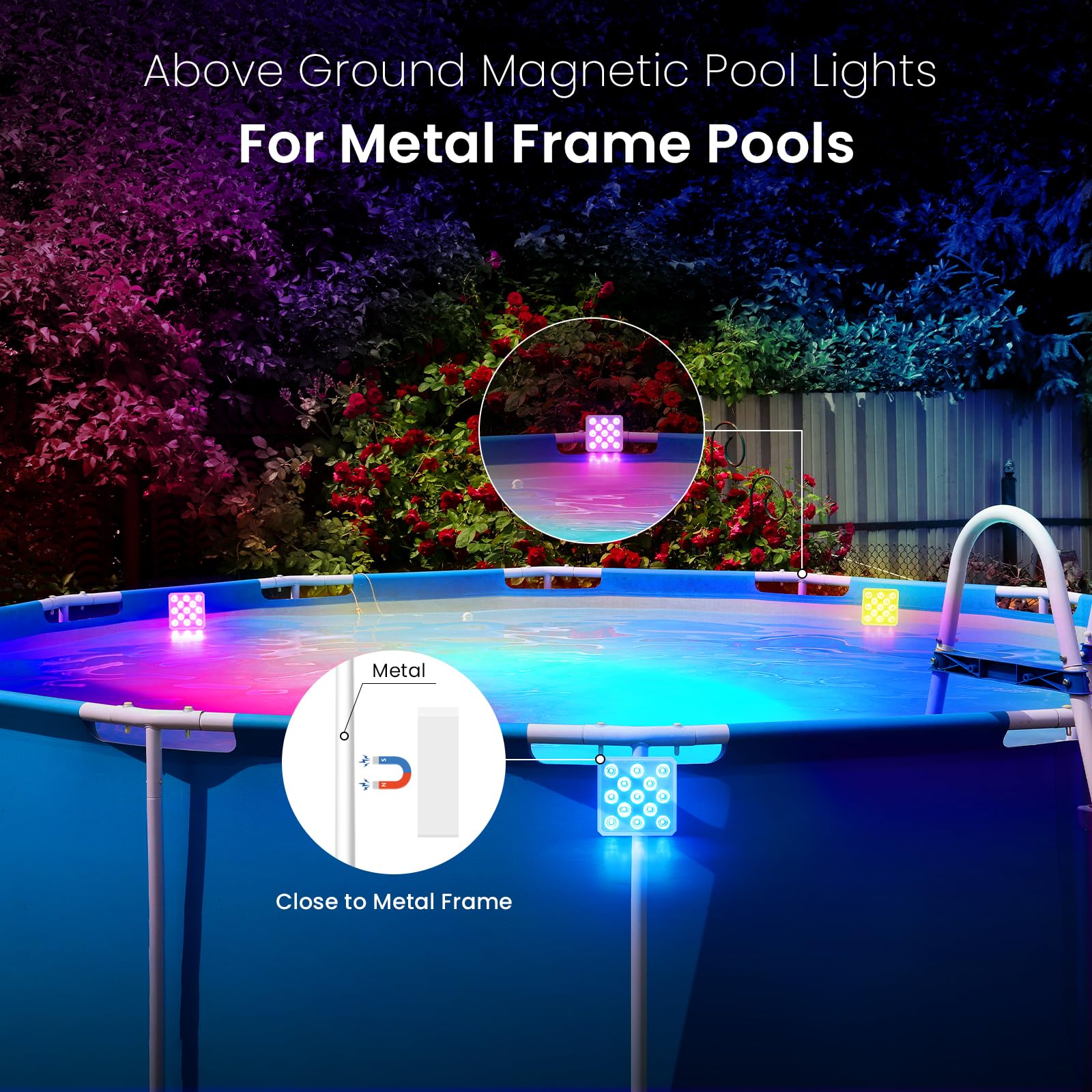 LOFTEK pool lights floating in a pond