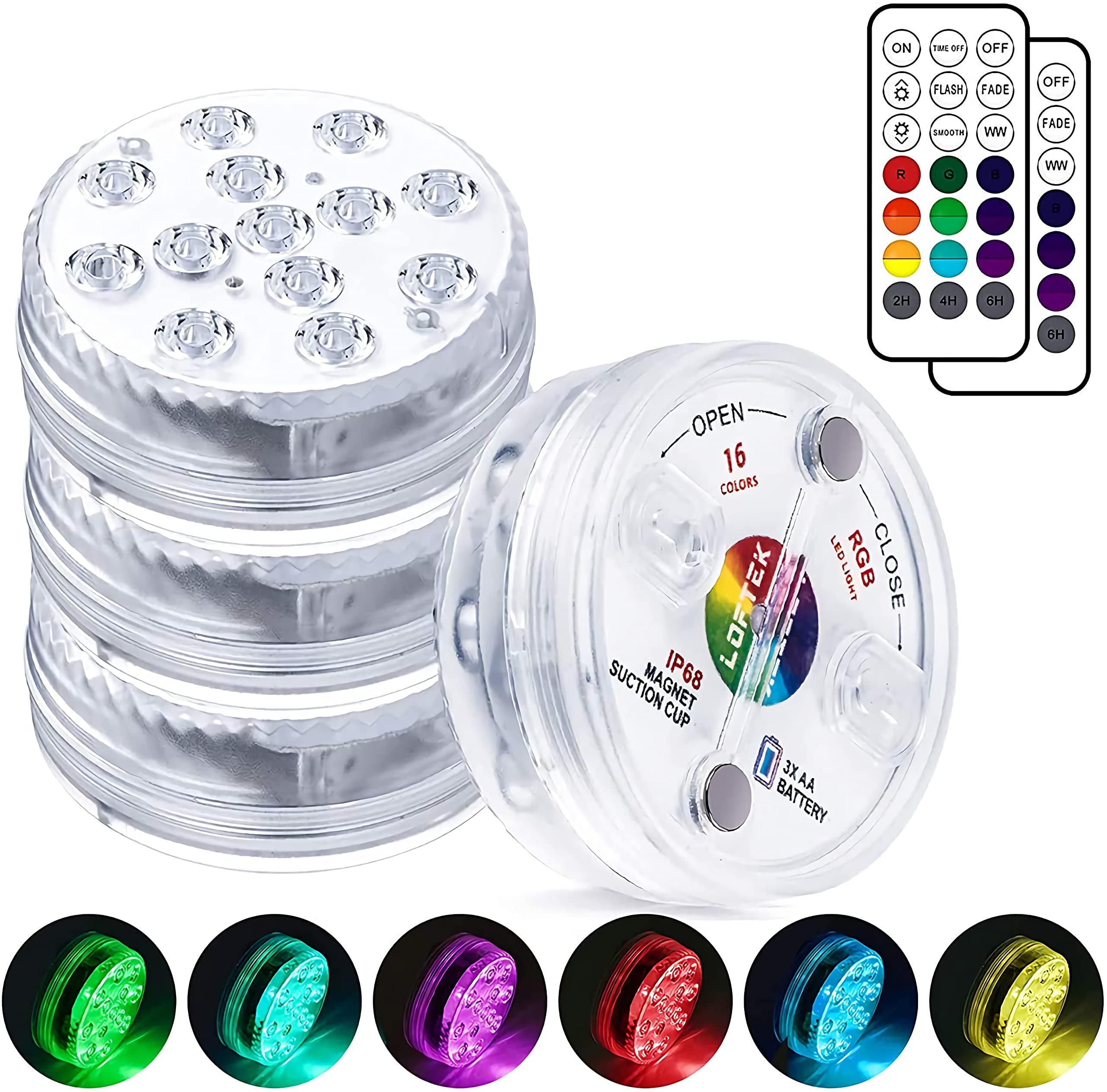 LOFTEK Submersible LED Pool Lights - front view