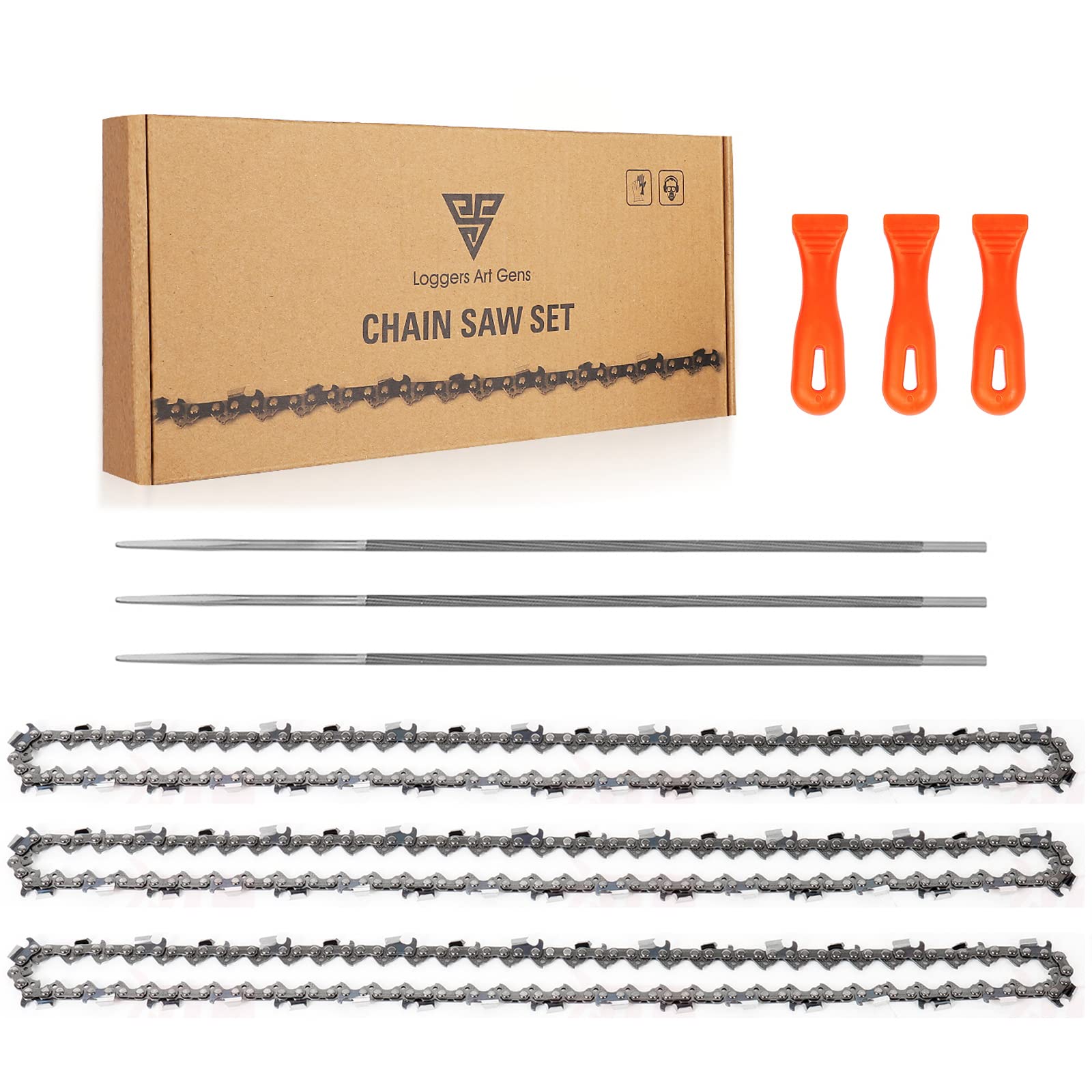 Loggers Art Gens 3PC 8-inch chainsaw chain set with sharpening files