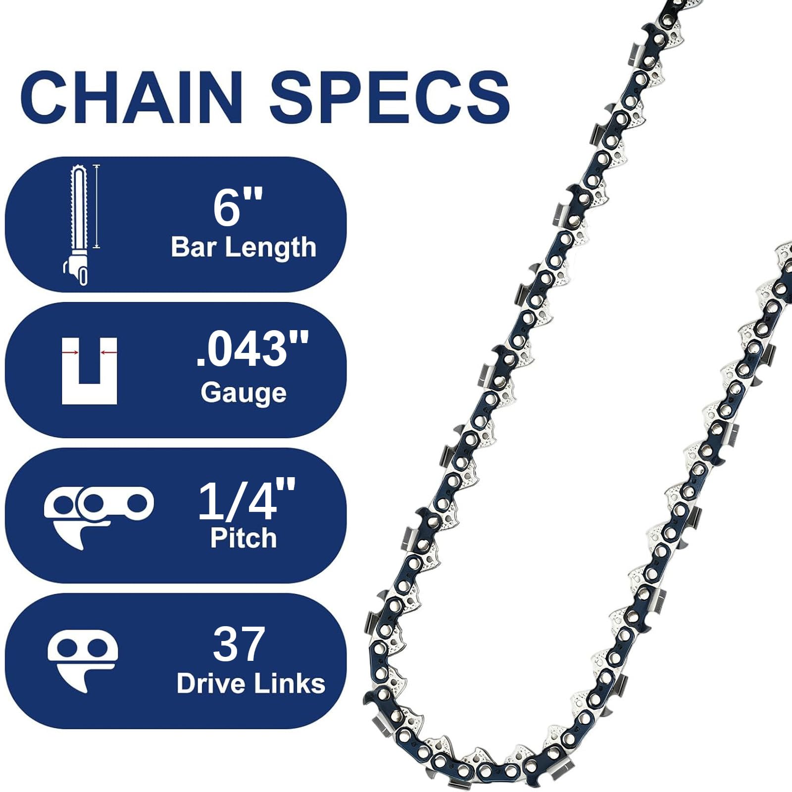 Loggers Art Gens 6-Inch Chainsaw Chain close-up of the chain
