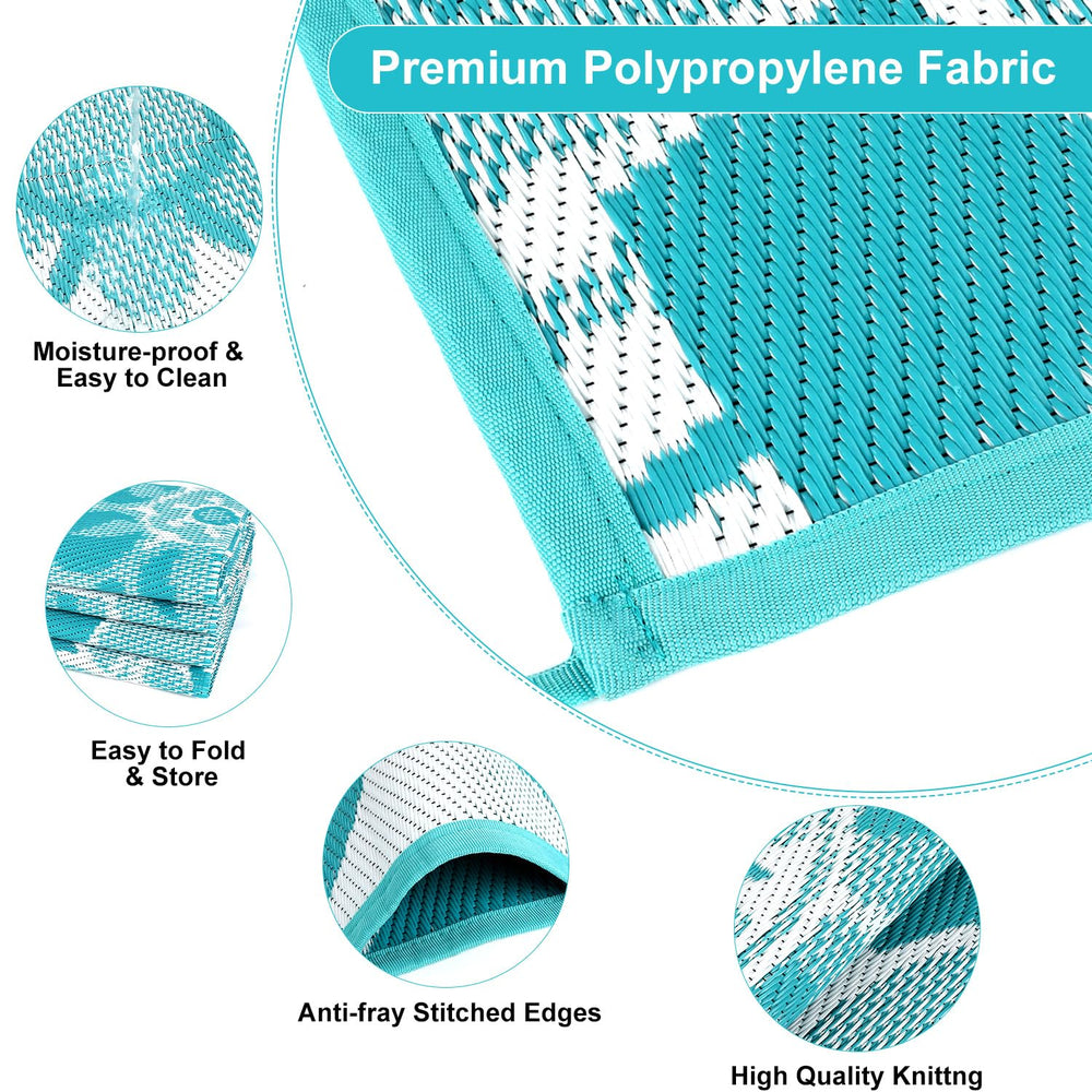 LOKHOM outdoor rug showing reversible side pattern