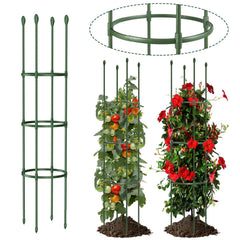 LOMNYIY Round Heavy Duty Tomato Cage front view, green