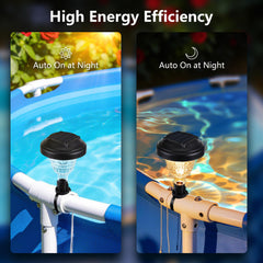 Lomotech solar lights installed on a pool fence