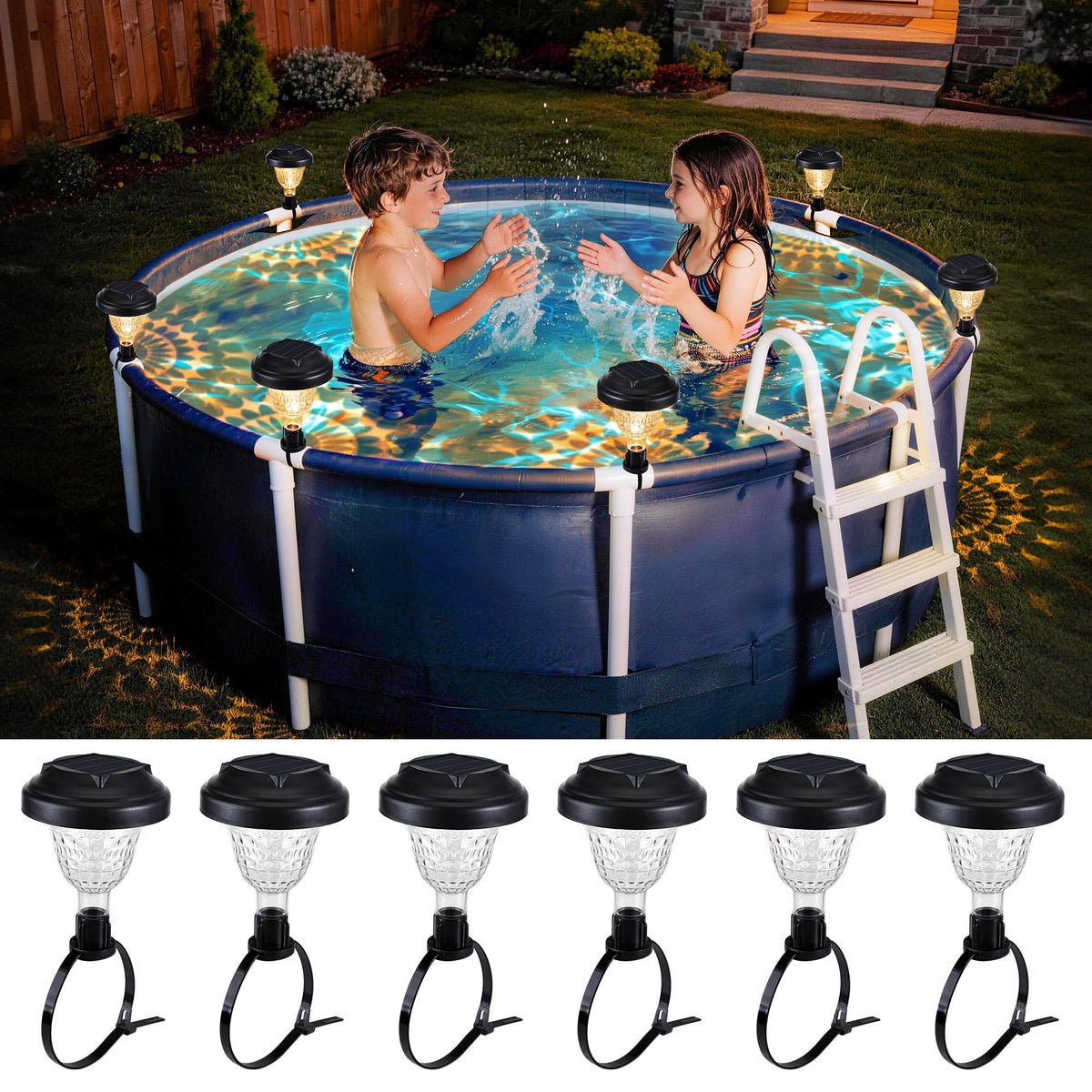 Lomotech solar pool lights pack of 6 with adjustable bands