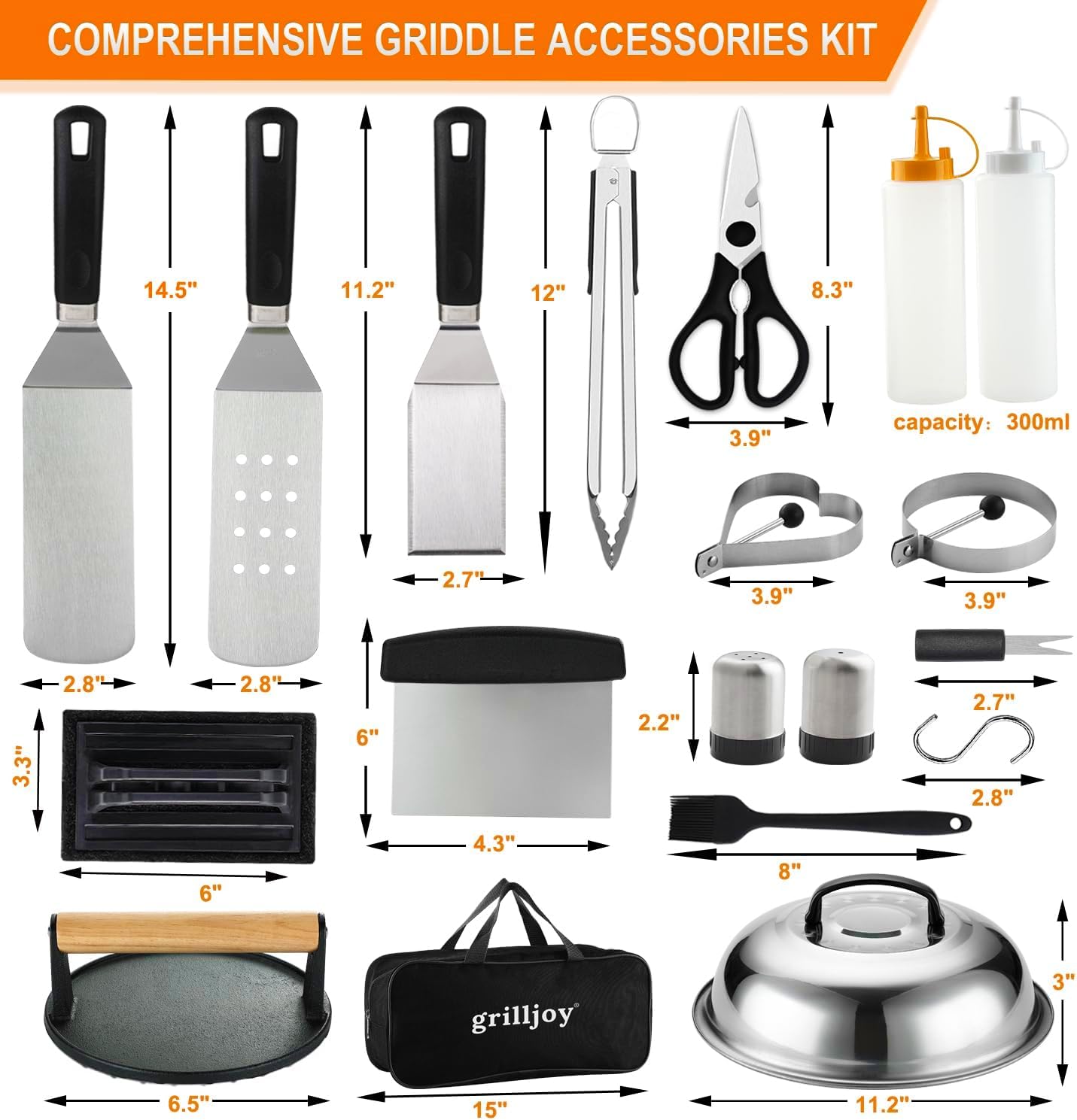 Long Teppanyaki Spatula from grilljoy Griddle Accessories Kit