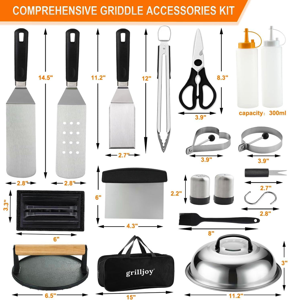 Long Teppanyaki Spatula from grilljoy Griddle Accessories Kit