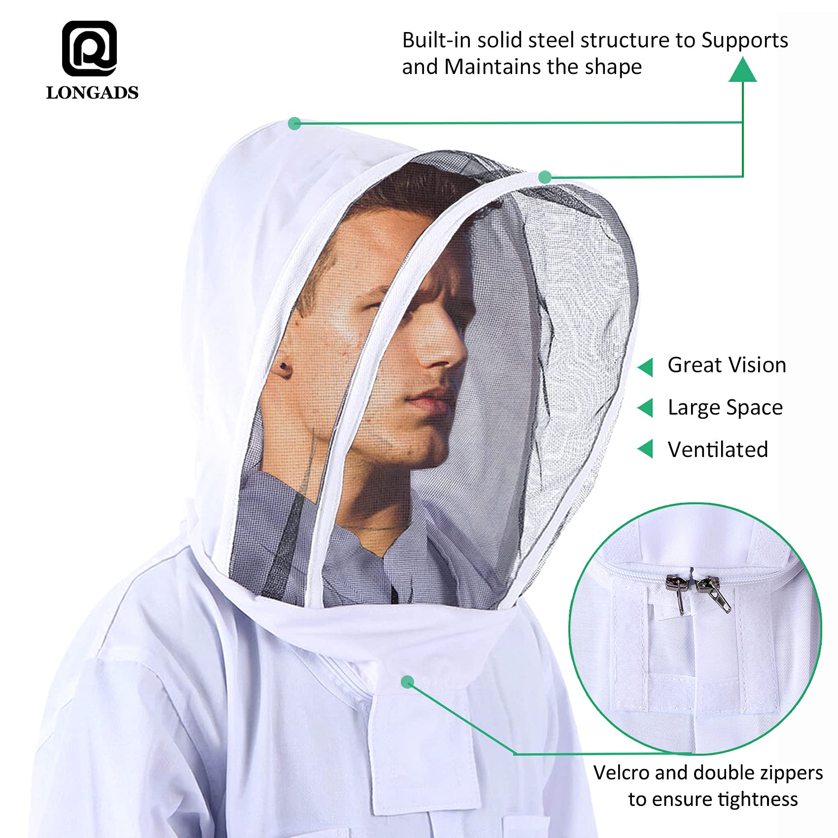 LONGADS Bee Suit XXL back view showing full body coverage