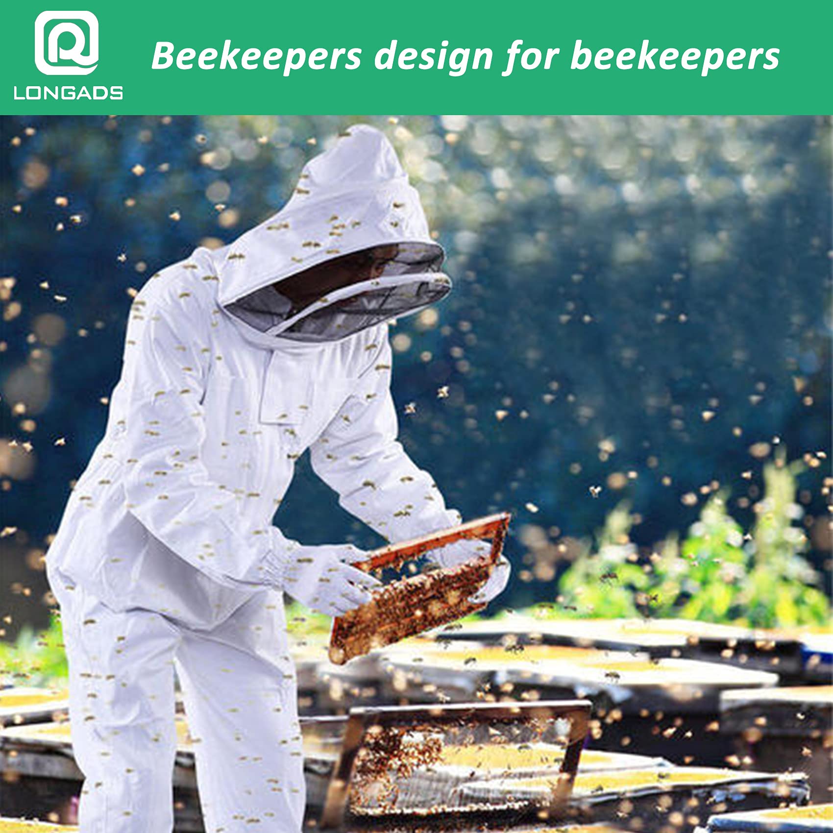 LONGADS Bee Suit XXL with gloves and veil in packaging
