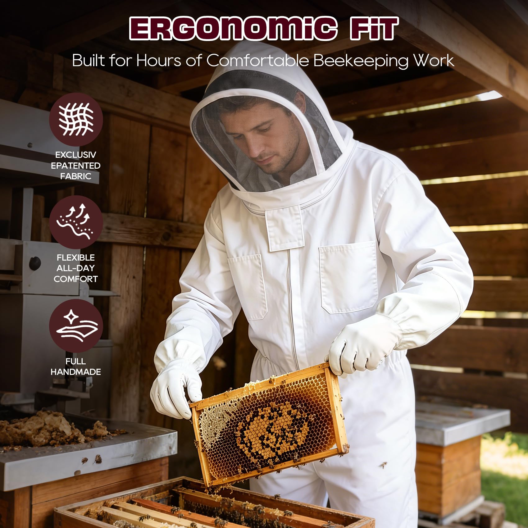 LONGADS Beekeeping Suit XL on model demonstrating fit and coverage
