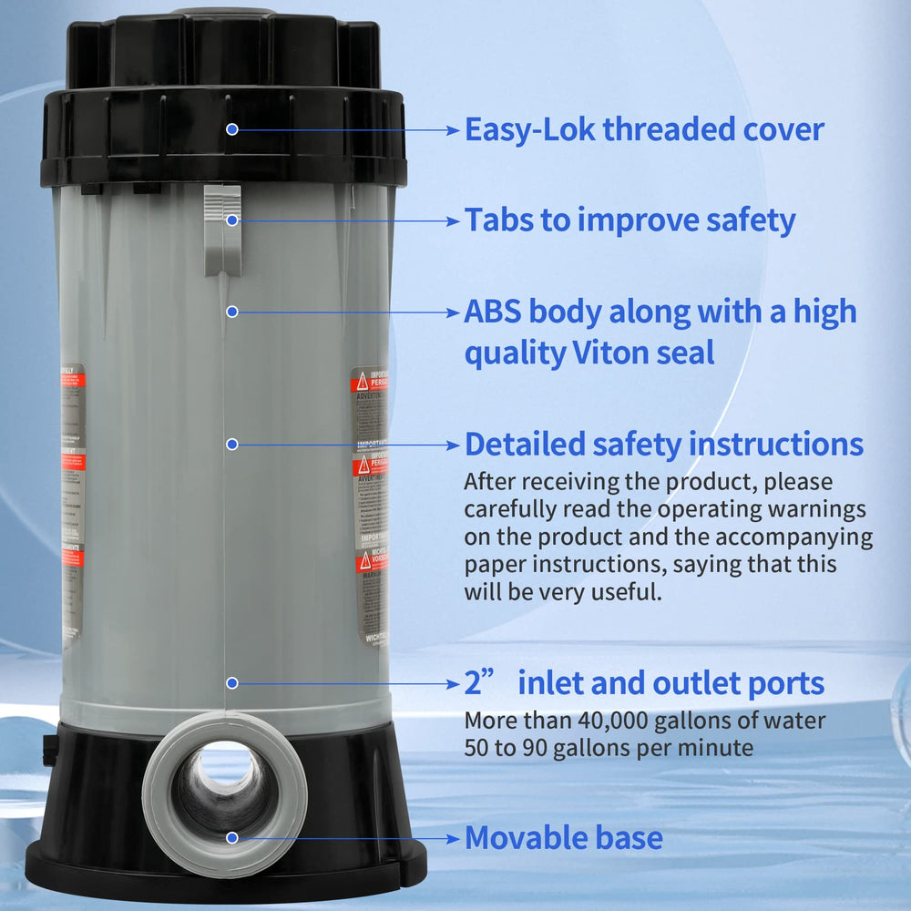 LONGADS CL200 chlorinator with O-rings and lubrication details