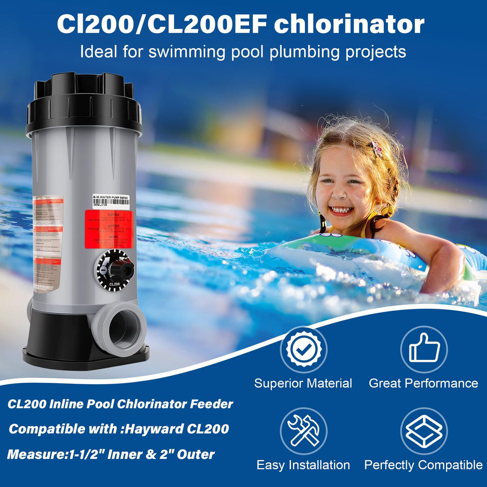 LONGADS CL200 chlorine feeder top view with Easy-Lok nut
