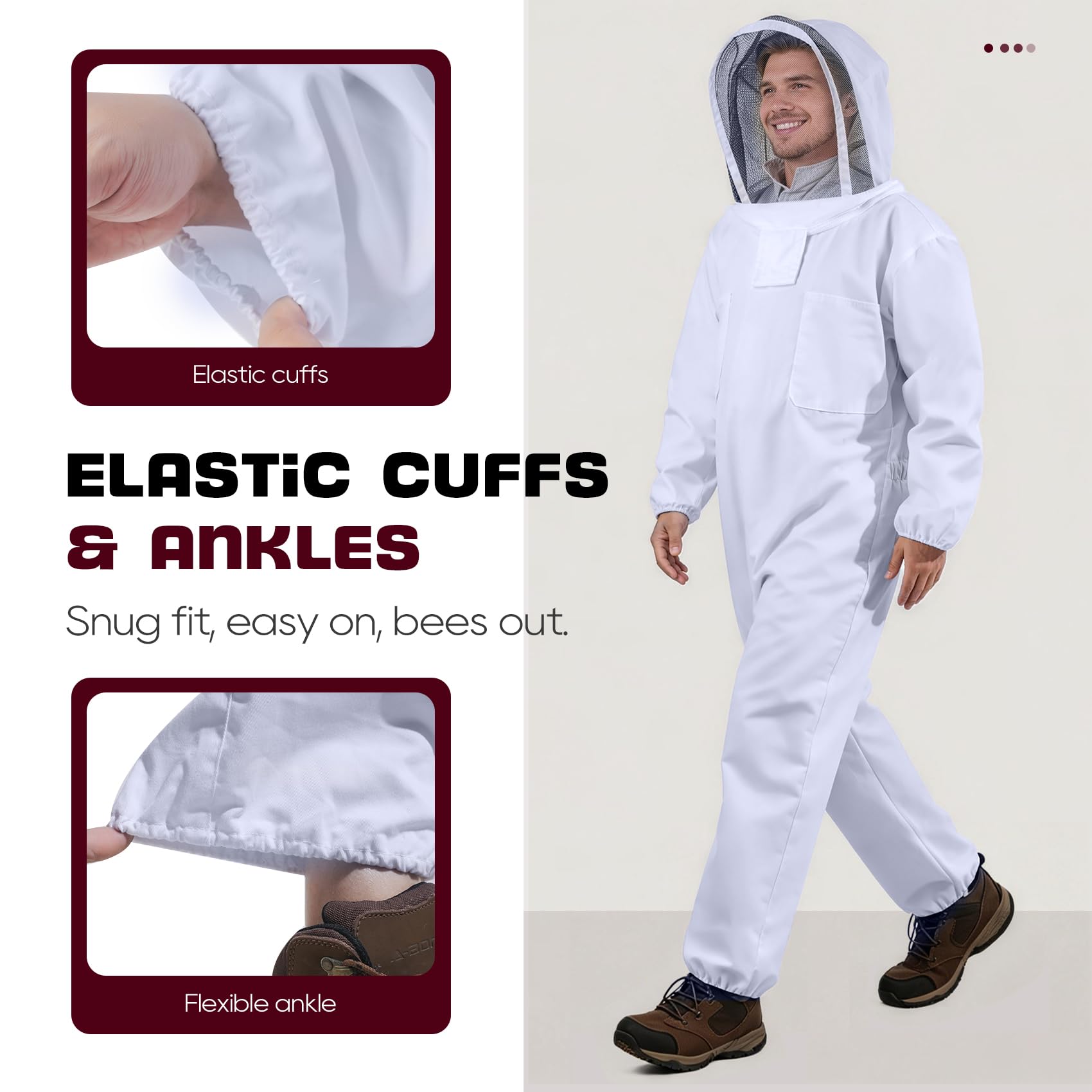 LONGADS detachable veil for beekeeping suit with mesh opening