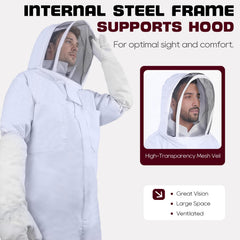 LONGADS Goatskin gloves attached to beekeeping suit
