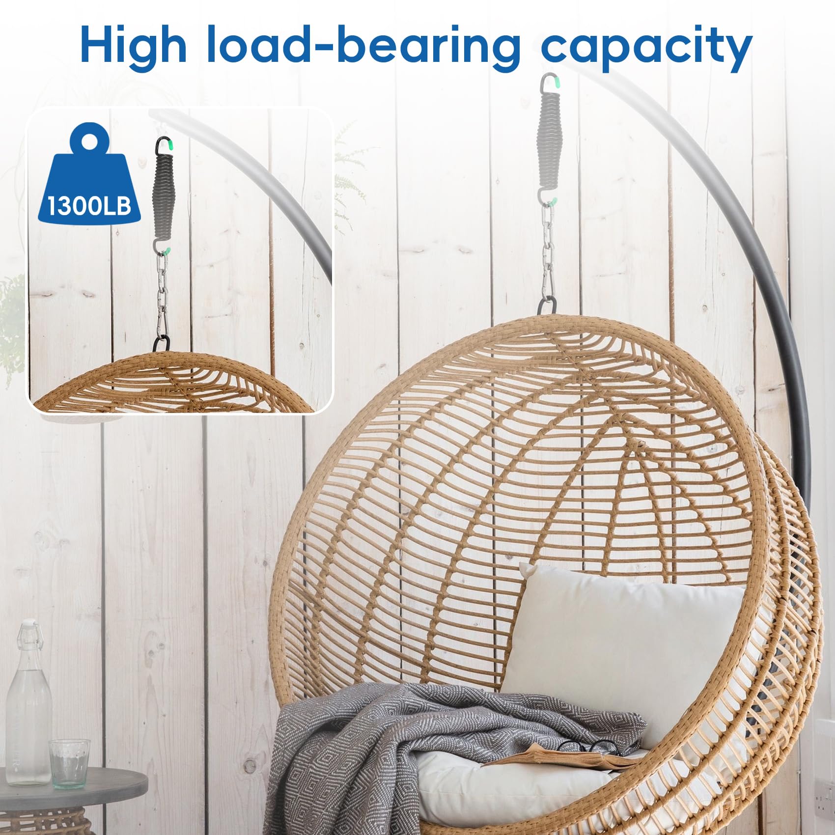 LONGADS Porch Swing Springs in use with a hammock chair