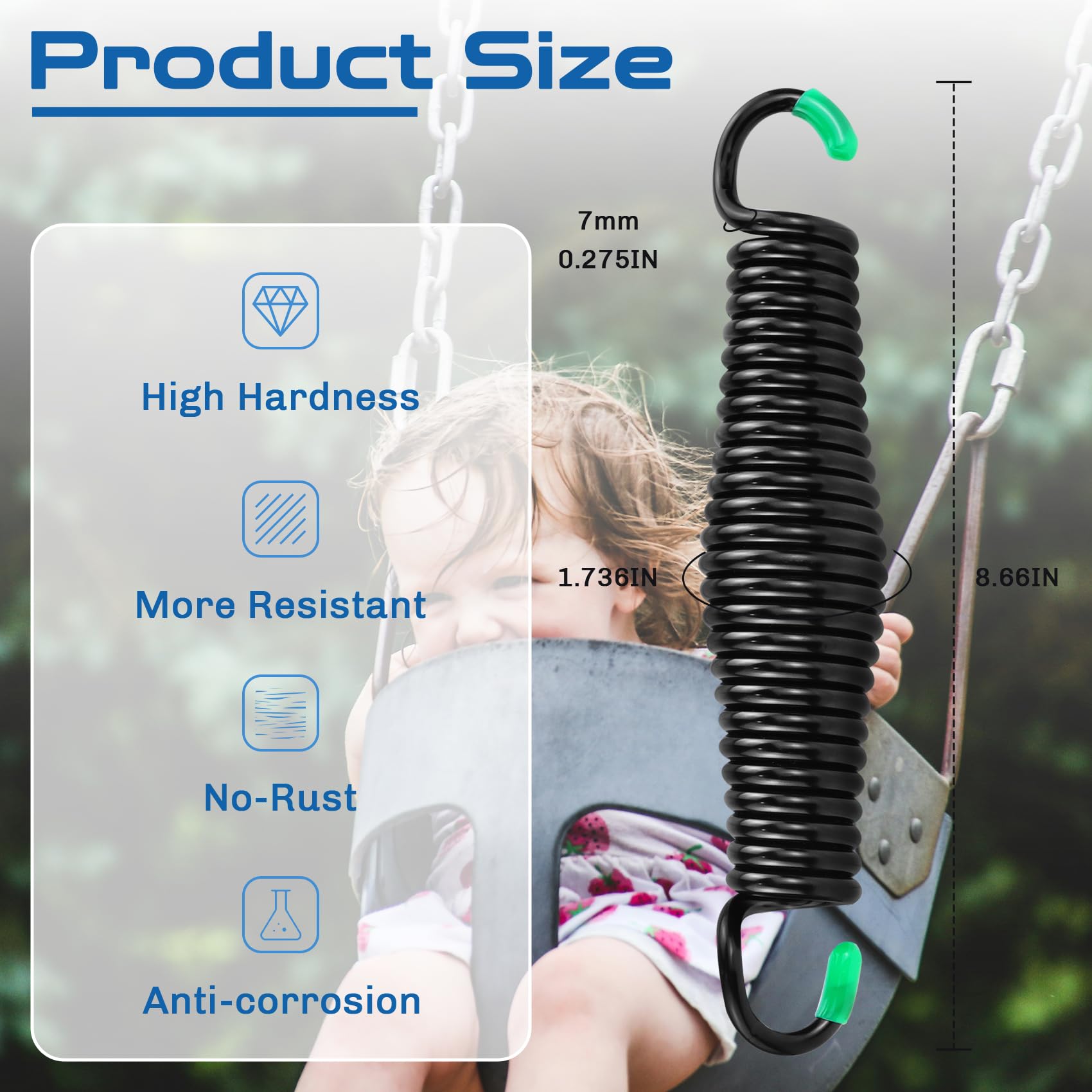 LONGADS Porch Swing Springs with rubber tips for safe installation