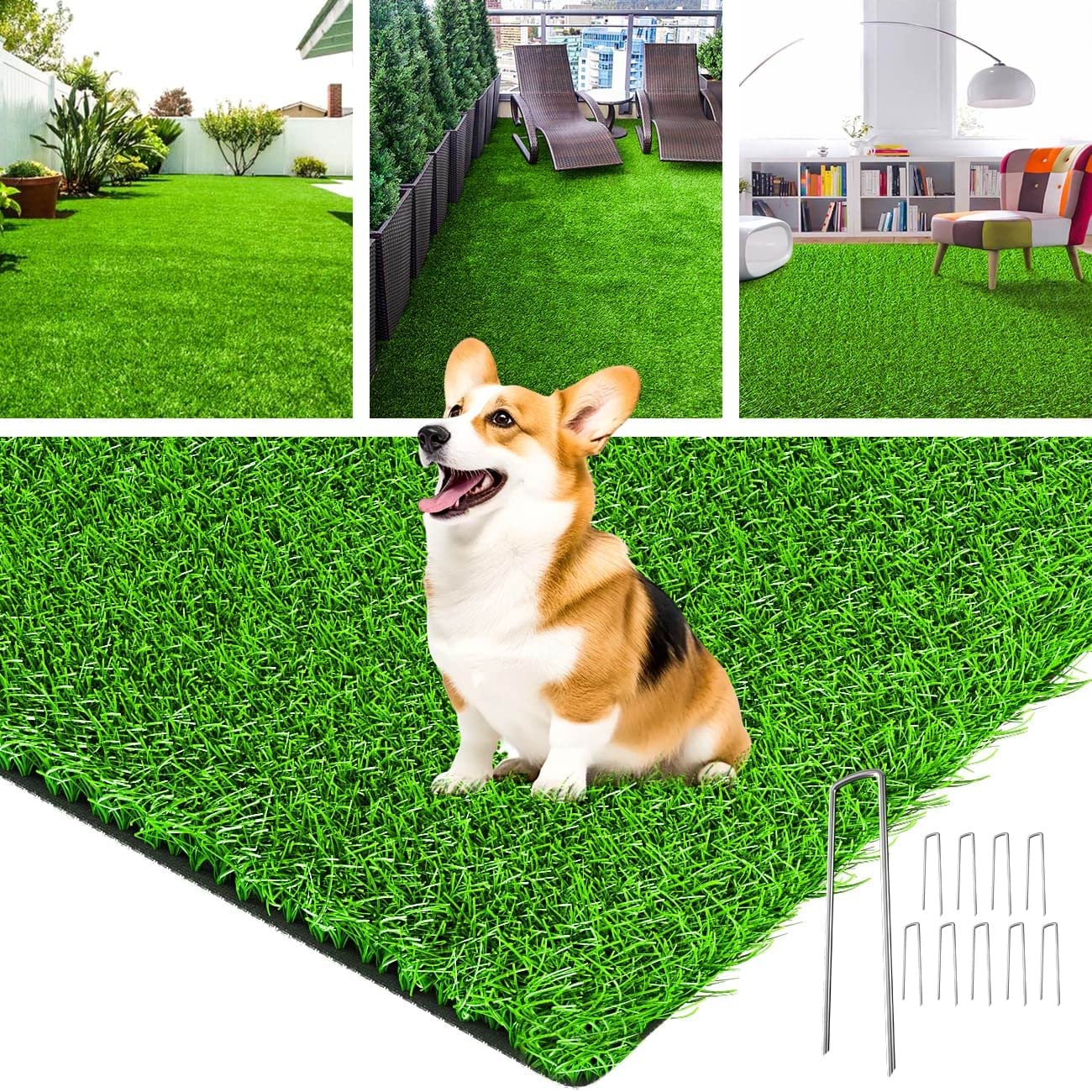 LOOBANI Artificial Grass 3x5ft front view showing lush green texture