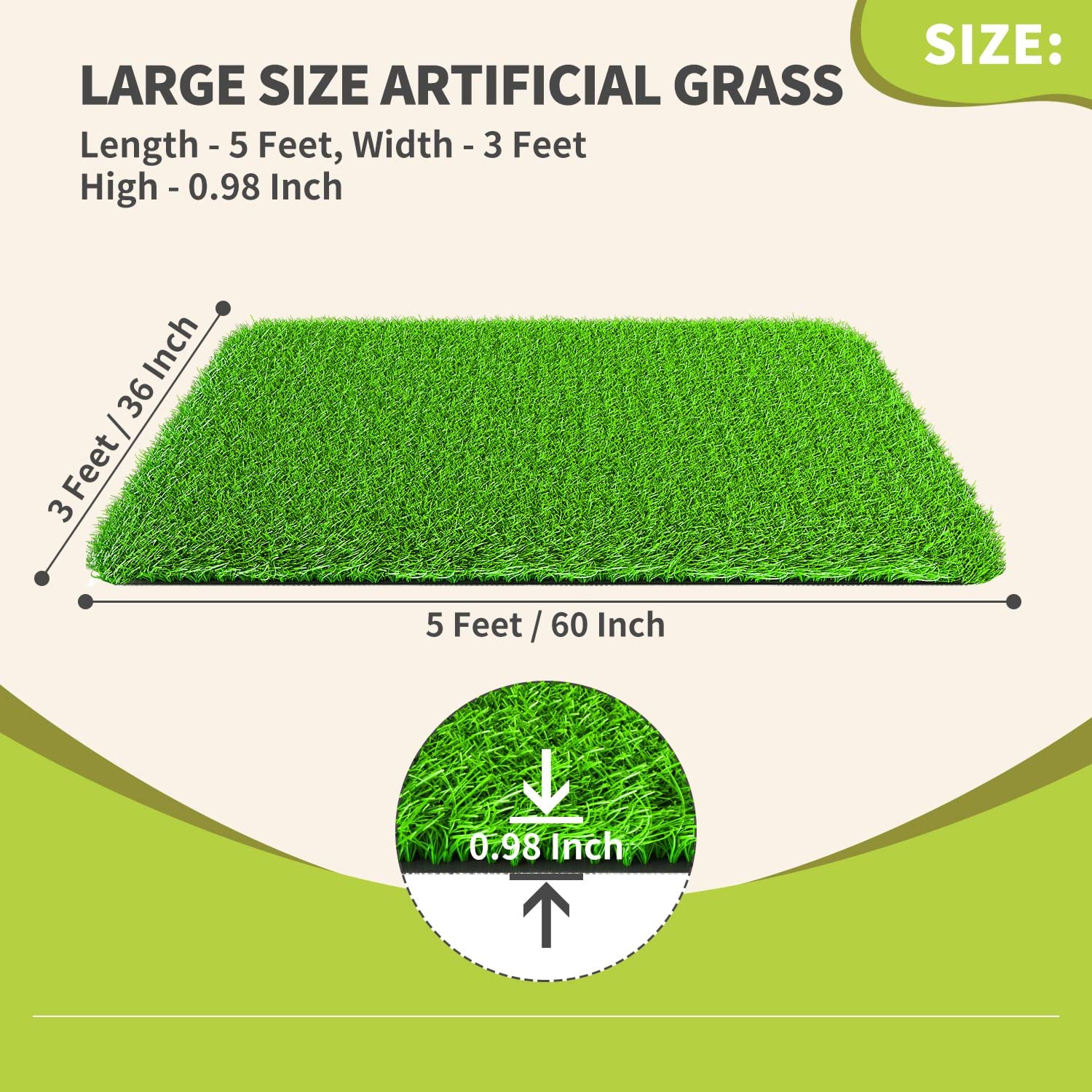 LOOBANI Artificial Grass 3x5ft with landscape staples for securing