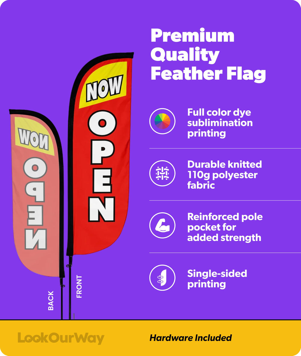 LookOurWay Feather Flag Pole Kit components including pole set and ground spike